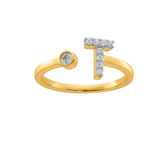 9K YG 0.14ct F VS LGD INITIAL "T" RING